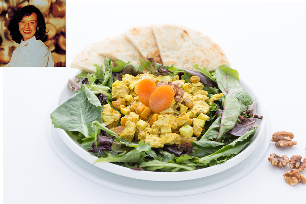 Fabiane’s Cafe &amp; Pastry Shop - Healthy dish on plate with small bio picture of Fabiane